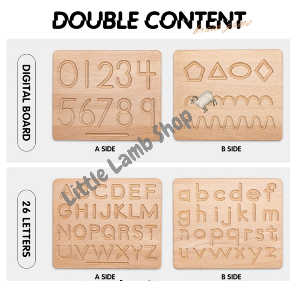 Alphabet Number Pattern Tracing Board/ Double Sided Board / Wooden Toy/ Early Education/ Factory Price [Ready Stock]