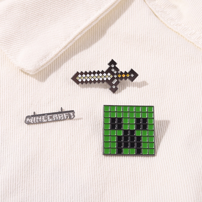 Cartoon Game Minecraft Enamel Pins Anime Brooch Weapon Sword Lapel Brooches Badge Jewelry Accessories Gift