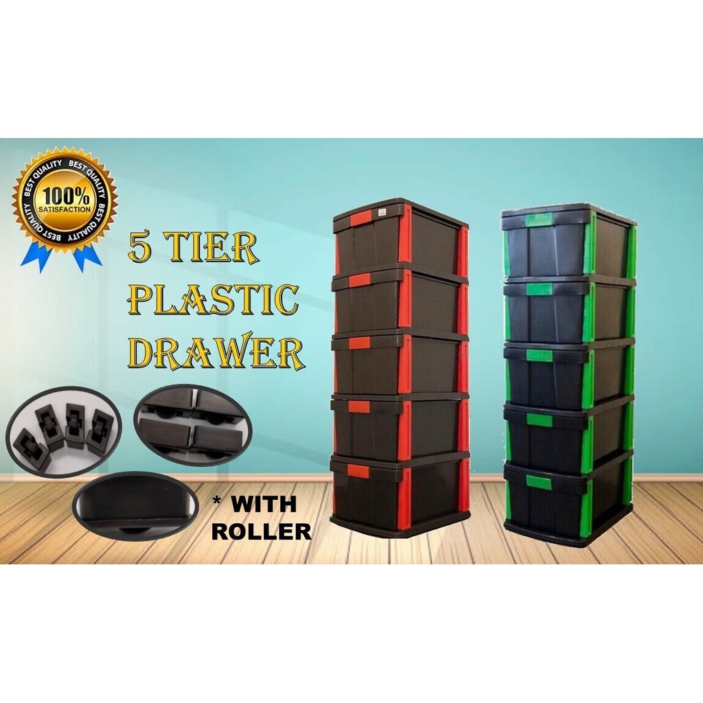 5 Tier Plastic  Drawer Storage Cabinet Plastic  Cabinet 