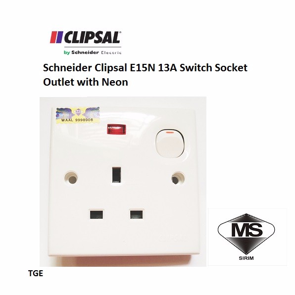 10 Clipsal Single Switched Socket 13A Mains E15 White 