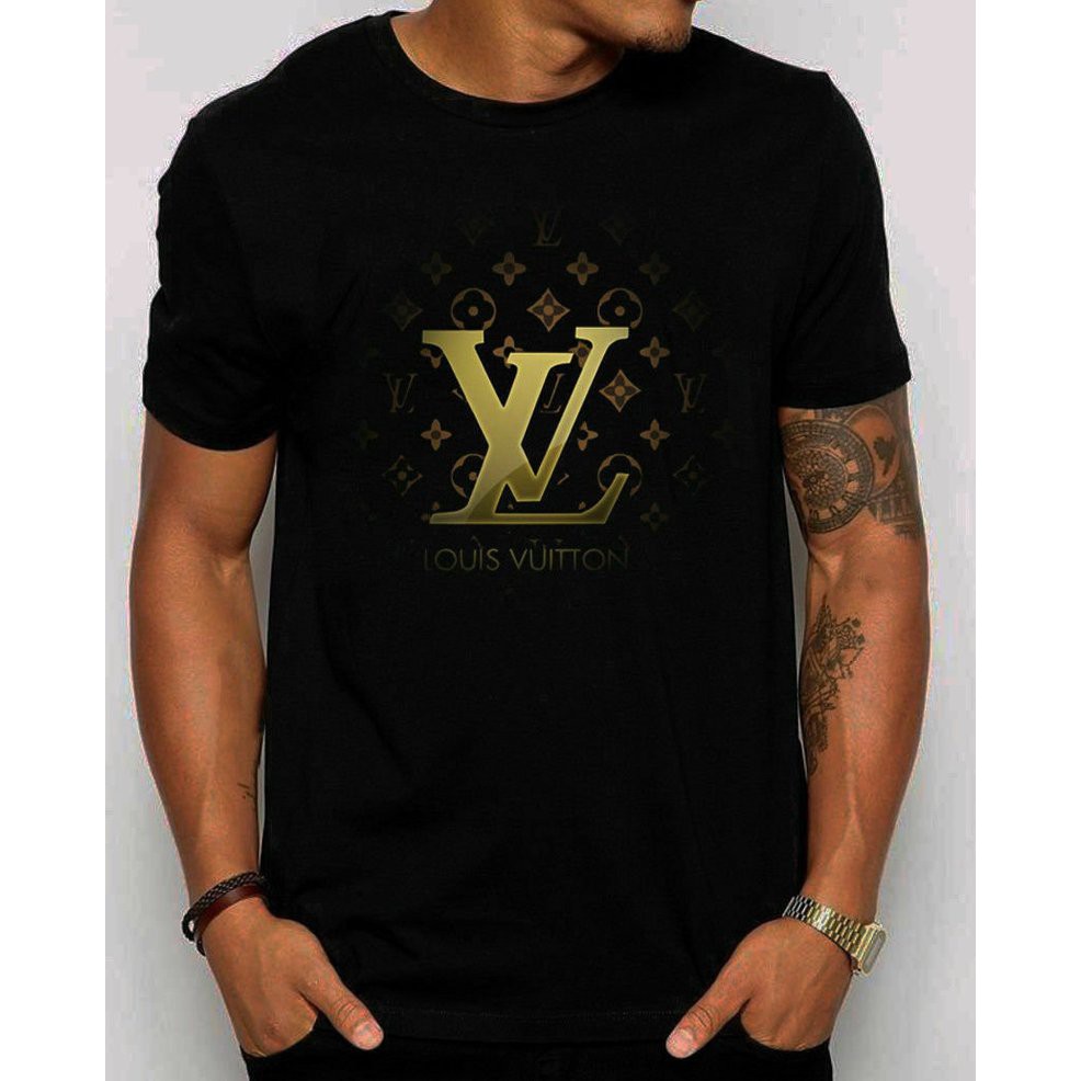 LV Logo T-Shirt Top Men&#39;s T-Shirt, Gold Logo, Brand Shirt | Shopee Malaysia