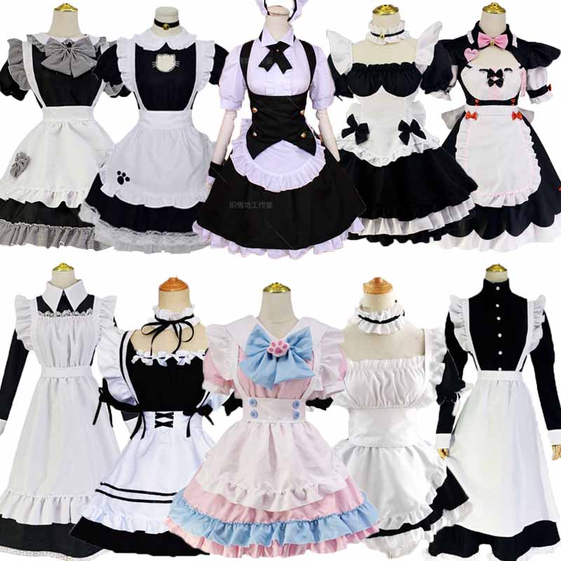 Anime Cute Lolita Maid Dress Sweet Cosplay Costume Girls Woman Waitress ...