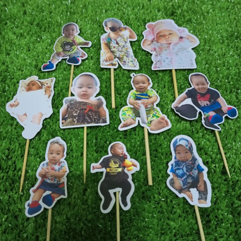 Cake Topper Gambar Beby, Gambar Anak/hiasan kek secret recipe@mamasab/brownies/pizza/donut/pulut kuning