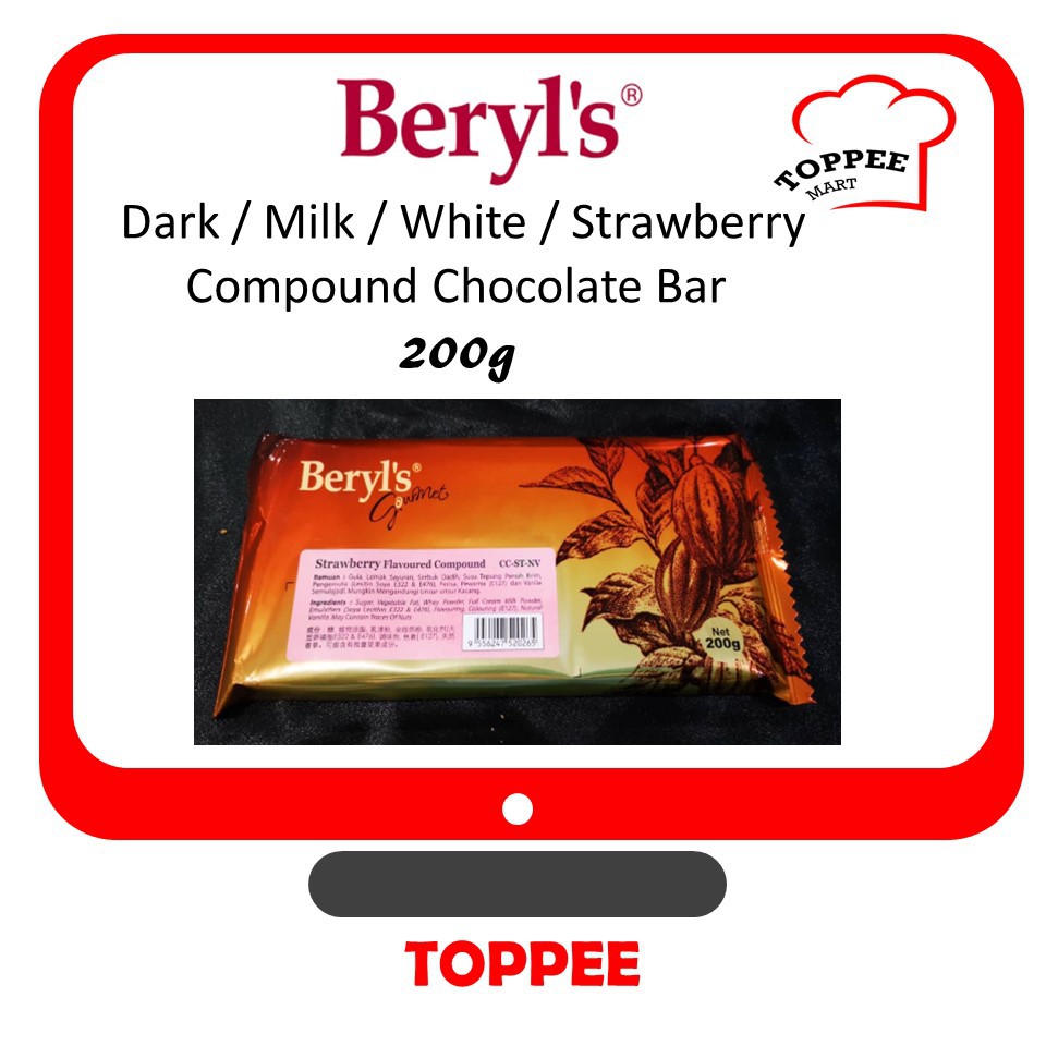 Beryl S 200g Dark Milk White Strawberry Chocolate Compound Bar Pls Read T C Before Place Order Shopee Malaysia