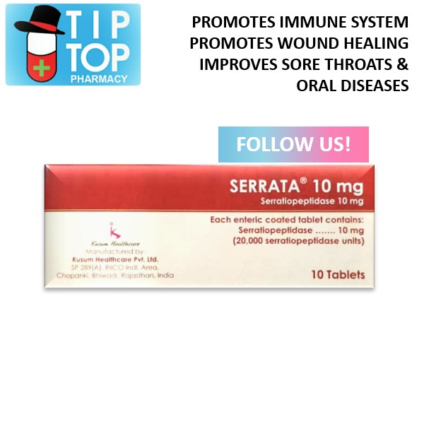 Serrata 10mg 20000 Units Serratiopeptidase Tablets 10s