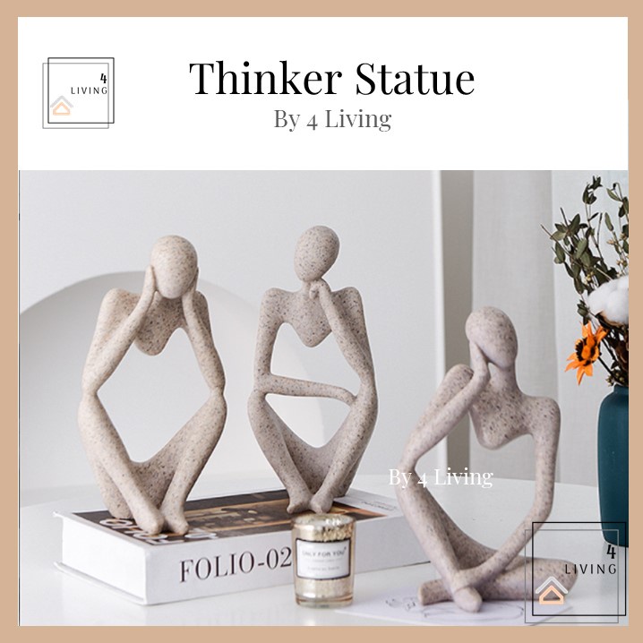 READY STOCK Nordic Thinker Statue Modern Art Sculpture Greek Statue Home Decor Accessories Ins Tray Vase Statue David