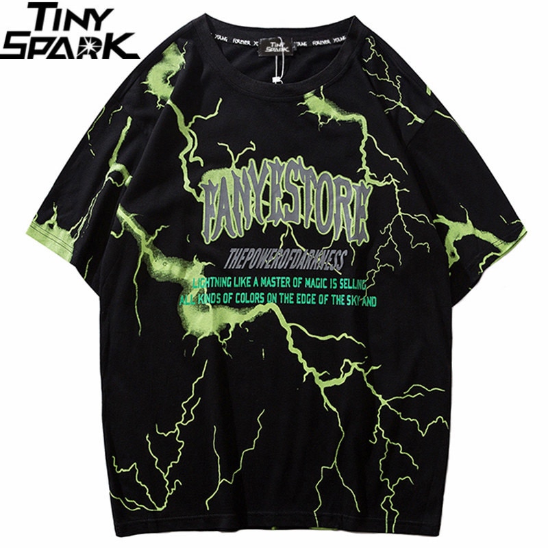 2023 T Shirt Mens Hip Hop Dark Lightning Tshirt Streetwear Summer Cotton  Harajuku T-Shirts Short Sleeve Tops Tees Street Wear | Shopee Malaysia