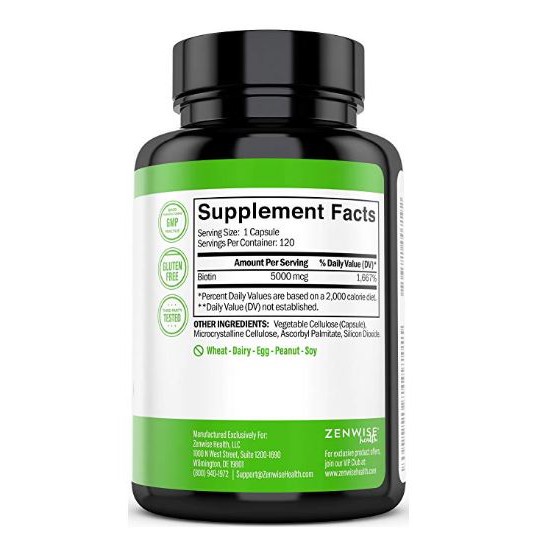 Zenwise Health Biotin 5000 Mcg Extra Strength Hair Growth