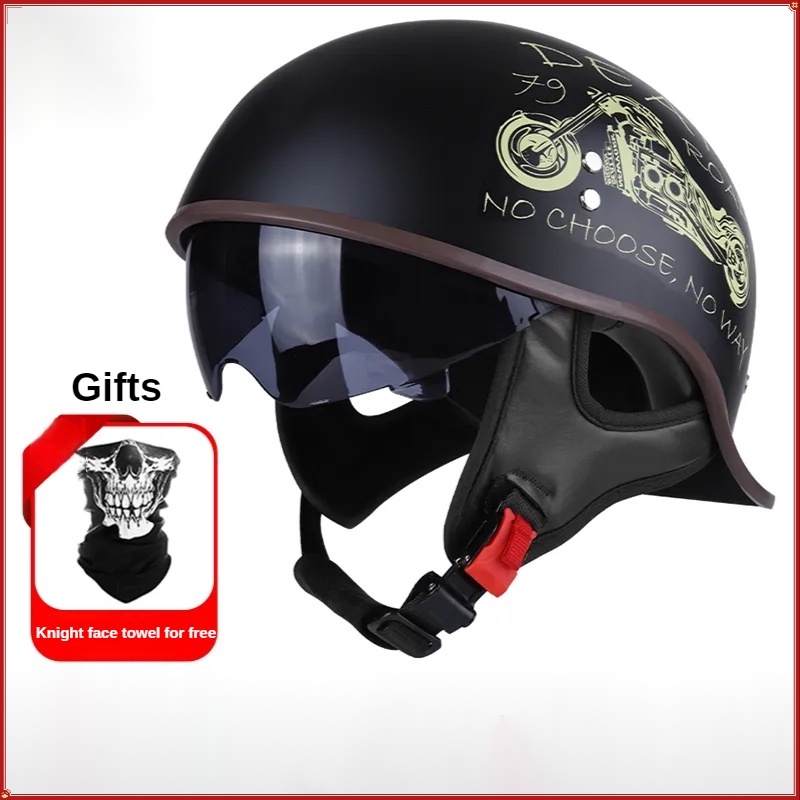 Motorcycle Half Helmet Four Seasons Retro Fashion Harley Prince Locomotive Head Gray Electric Vehicle Men Women Riding