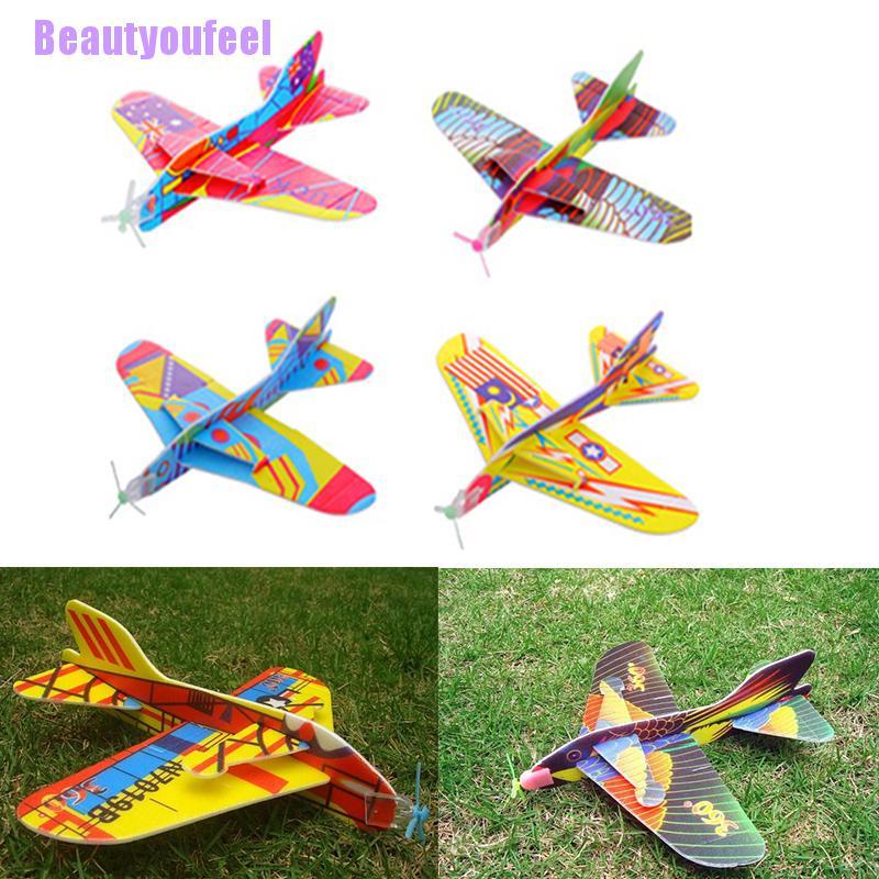 (Beautyoufeel) 1Pc Magic roundabout combat aircraft foam paper airplane model toys for children