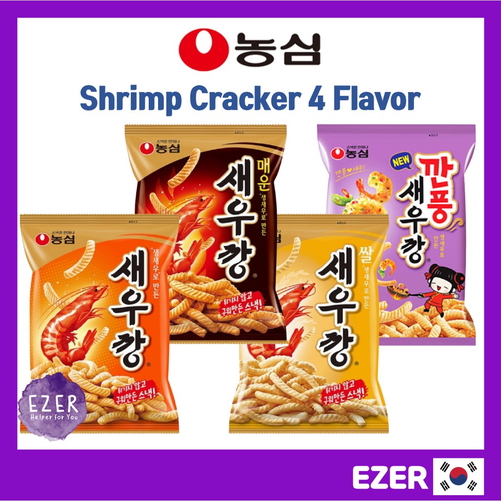 [Korean Snack] Nongshim Shrimp Flavor Cracker 4types (Original/Spicy/Rice/Kkanpung/Prawn/Snack