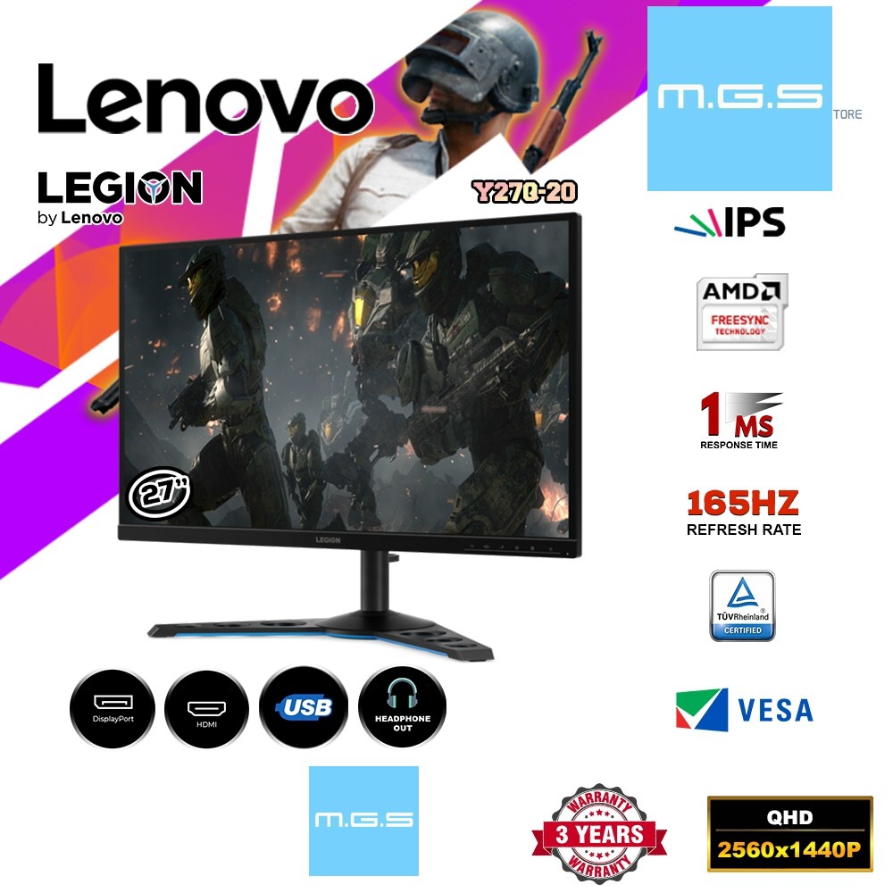 Lenovo Legion Y27q-20 27 Inch QHD Monitor (IPS Panel, 165 Hz, Ms, HMDI ...