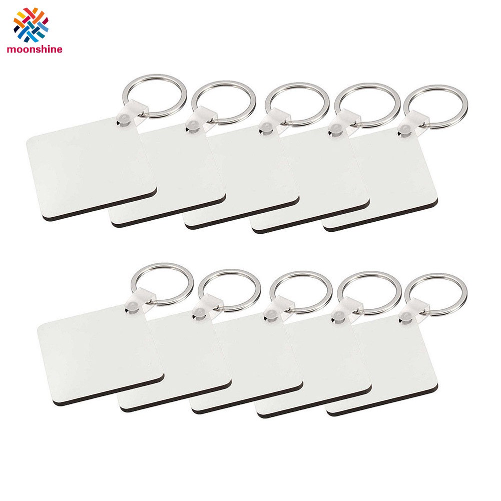 10pcs//pack Diy Sublimation Keychain Wooden Keyrings White MDF keychain blank circle Key Chain for Heat Press Transfer Thermal transfer cute keychain