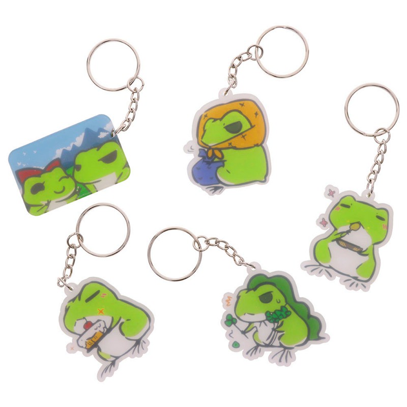 ft cute travel frog keychain anime handmade toy acrylic gift strap keychain