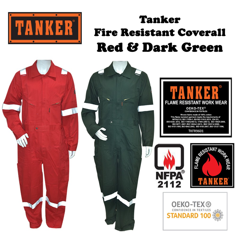 Tanker Fire Resistant Coverall - Red / Dark Green S-8XL