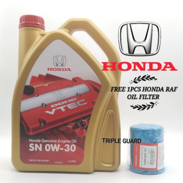 Honda Genuine Fully Synthetic SN0w30 Engine Oil + 1Pcs Oil Filter 