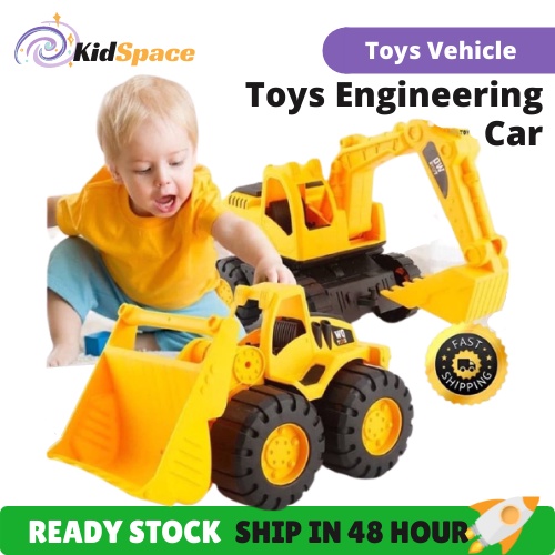 KidSpace Truck Toys Engineering Car Play Vehicle Big Model Bulldozer Excavator for Boys Trak Besar Mainan Budak Lelaki