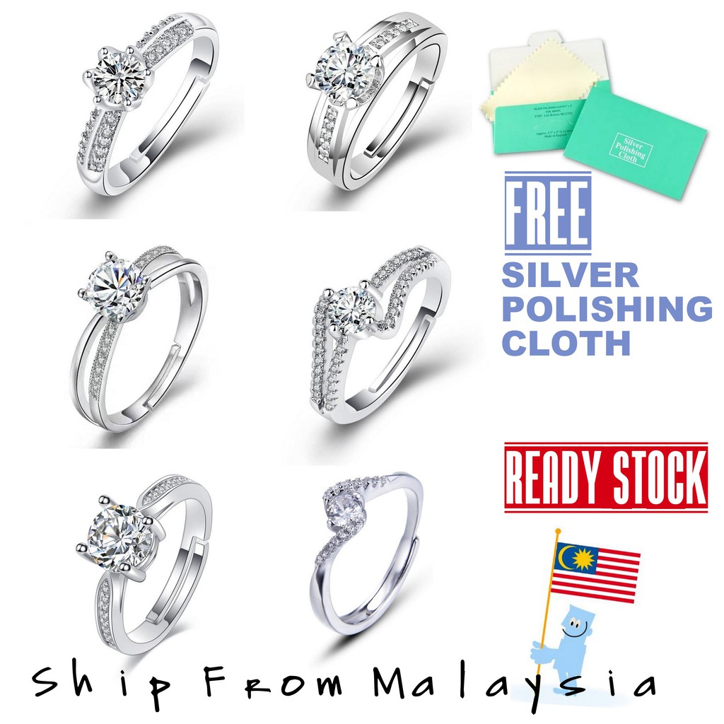 S925 Silver Ring Premium Luxury Ring Cincin Zircon S925 Silver Ring Premium Luxury Ring Cincin Zircon