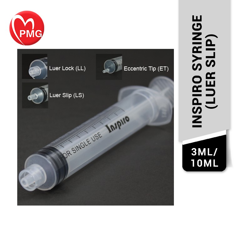 [PMG PHARMACY] Inspiro Syringe 3ml/10ml (Luer Slip) 1's disposable