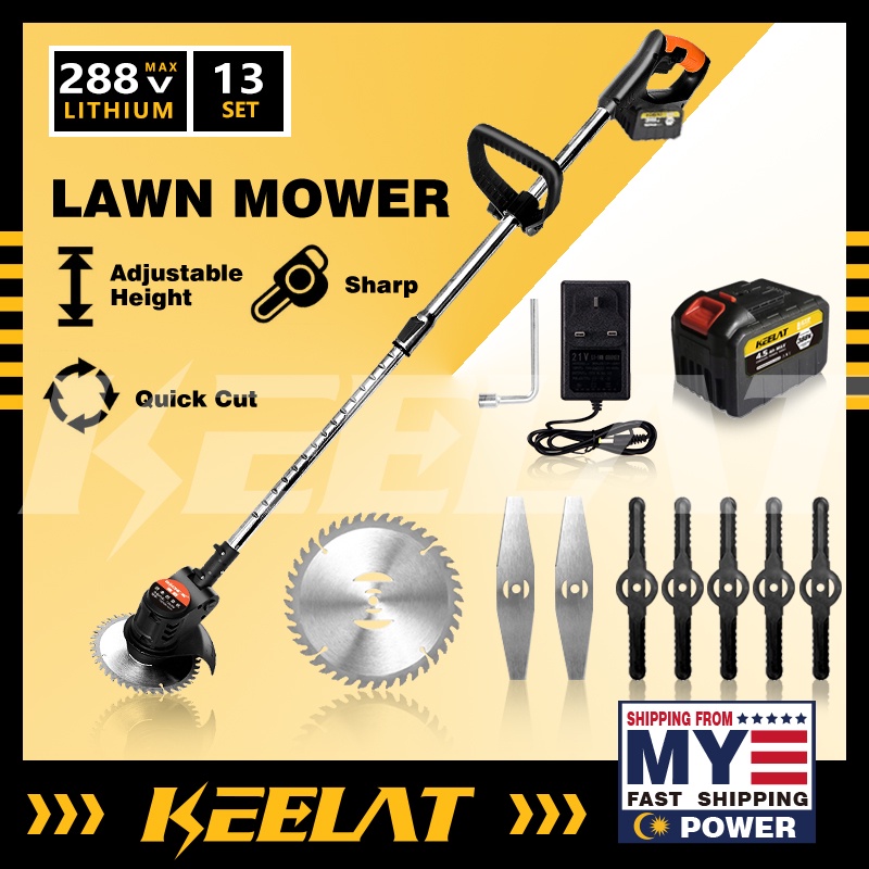 KEELAT 388V/288V/12V Mesin Rumput Rechargeable Bateri Cordless Grass Trimmer Cutter Lawn Mower