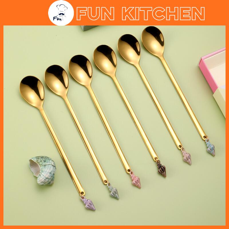 1pc Stainless Steel Cocktail Spoon Beverage Coffee Mixing Layering Tool with Long Handle Furnoor Cocktail Spoon Round Tail-Titanium Black 