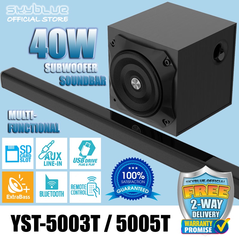 40W Bass Amplifier Home Theater System Bluetooth Speaker TV Soundbar Wireless Support with USB Drive, SD Card, AUX input