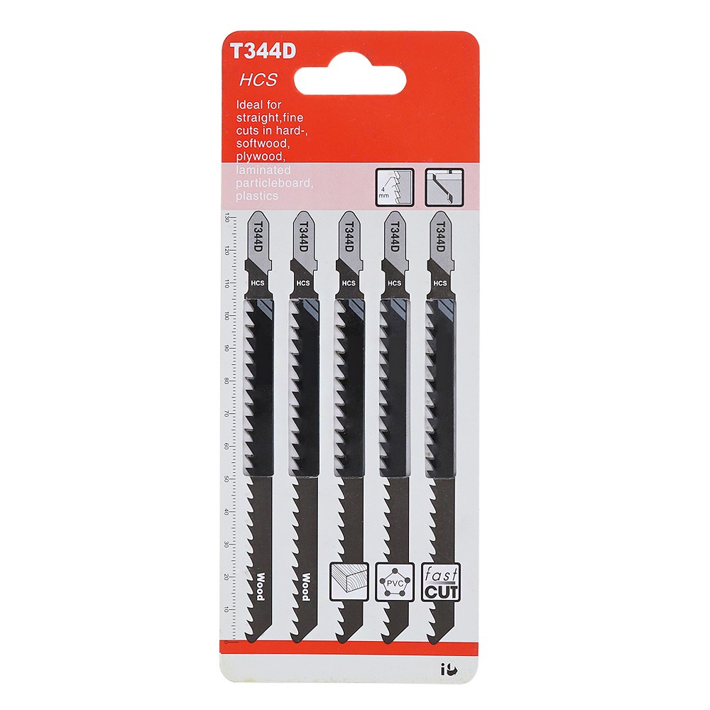 5Pcs T344D Jig Saw Blade Set Wood Metal Cutting General Purpose Length 130mm