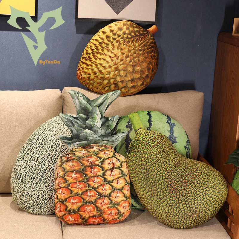 15 Simulation Fruit Plush Toys Doll Cushion Creative Mango Strawberry Lemon Pineapple Durian and Other Fruit Pillow Fruit Series Girls Sleeping Sofa Cushion Waist Pillow 30-50CM