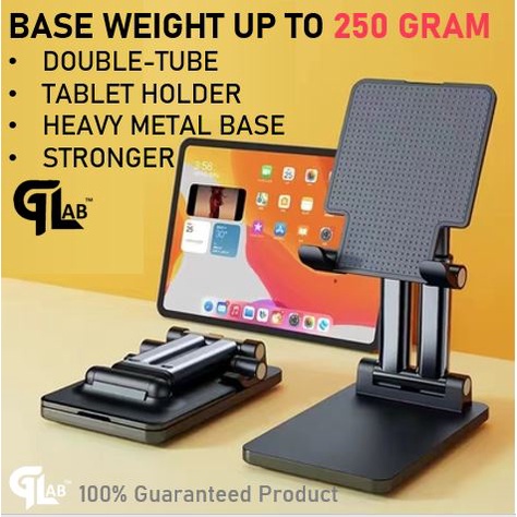 【Tablet Supported】METAL Universal Desktop 2 TUBE Phone Holder Stand Mount Support Tablet Cell Phone Adjustable Portable