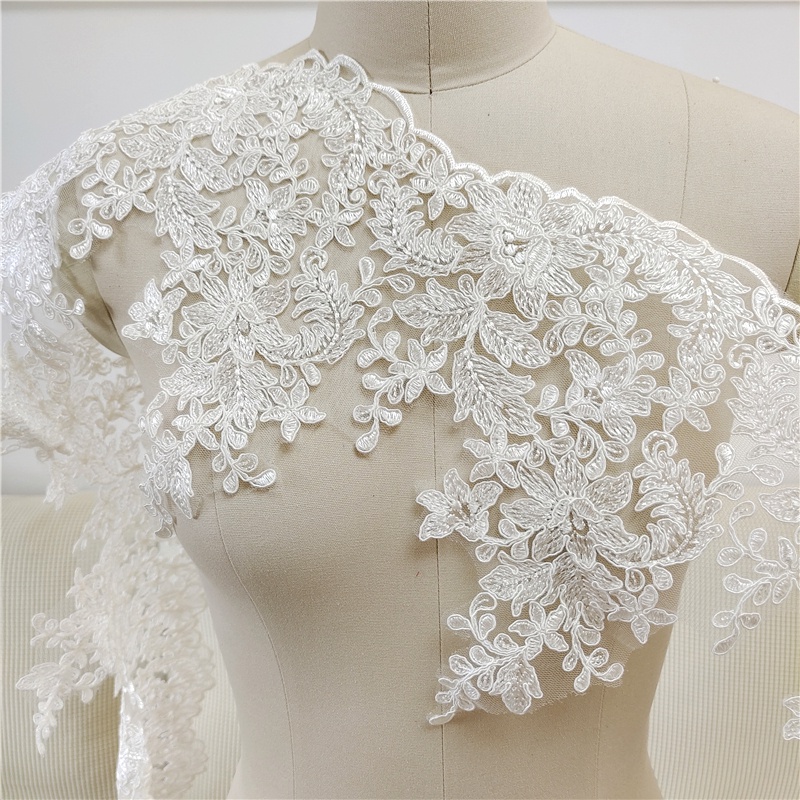 Premium Border Lace with Sequins (Count by Yard) / Border Lace Viral Baju Kurung