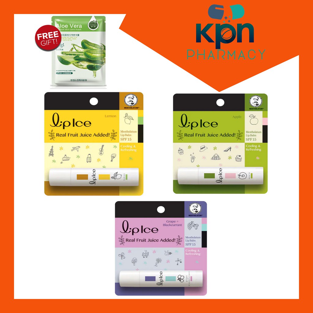 Mentholatum LipIce Lip Balm Apple/Lemon/Strawberry Shopee Malaysia