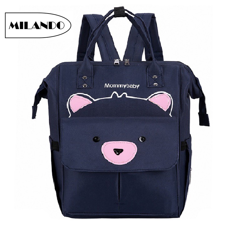 MILANDO  Mummy Daddy Diaper Bag Insulator Waterproof Diaper Backpack Bags (Type 2: Bear Design)
