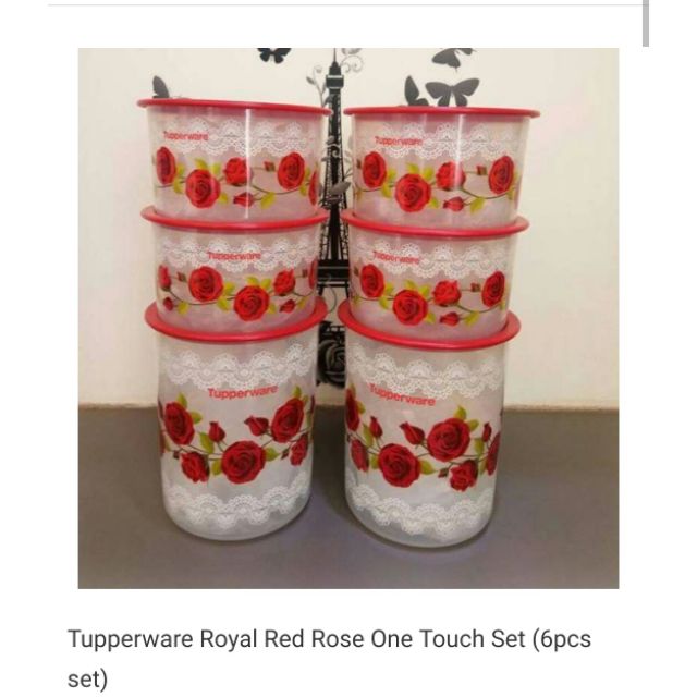 Tupperware Royal Red Rose One Touch Set 6 pcs set
