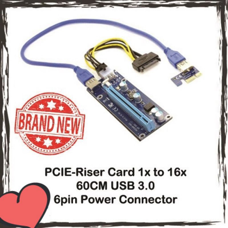 READYSTOCK PCI-E 60cm USB  Riser Card 1x to 16x Graphic Card GPU  Extender PCI Express PCIe Mining | Shopee Malaysia