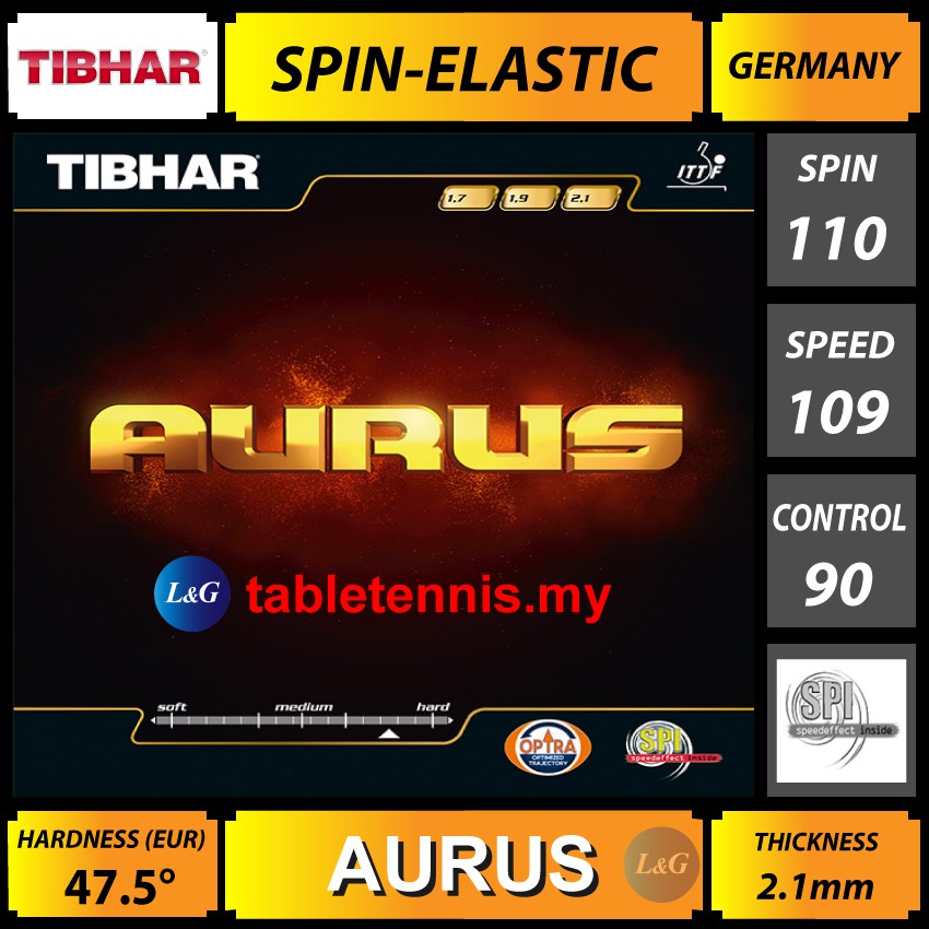 TIBHAR Aurus Spin-Elastic Inverted Table Tennis Rubber ...
