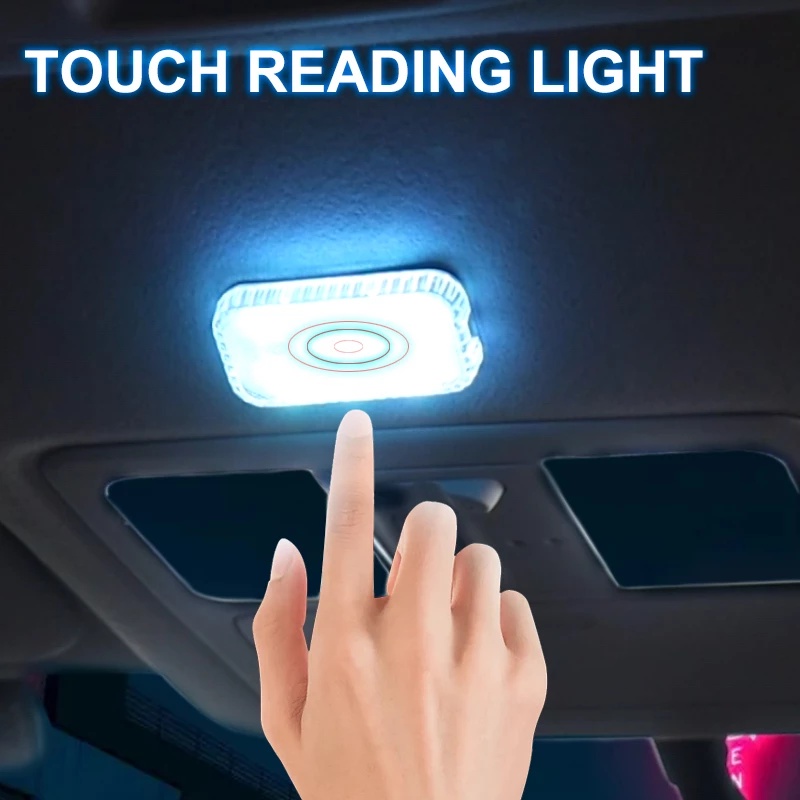 New Car LED Touch Lights Wireless Interior Light Auto Roof Ceiling Reading Lamps for Door Foot Trunk Storage USB Charging