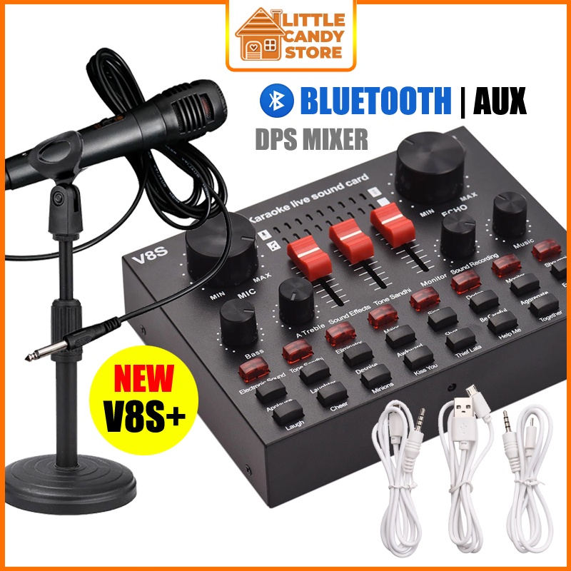 V8 V8S+ R8 DPS Mixer Live Sound Card with Bluetooth, 16 Sound + 9 Knobs