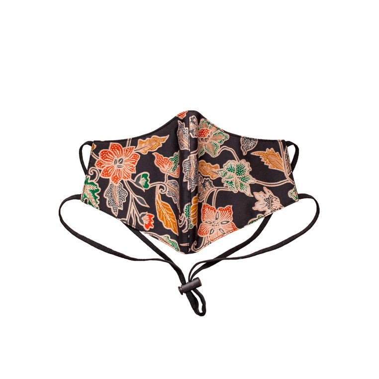 Head Loop Batik Floral Print Face Mask with Filter