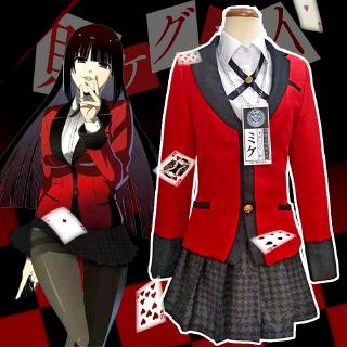 Anime Kakegurui Jabami Yumeko Cosplay Costume Japanese Red Full Set School  Uniform Women Halloween Carnaval Jk Skirt Uniform