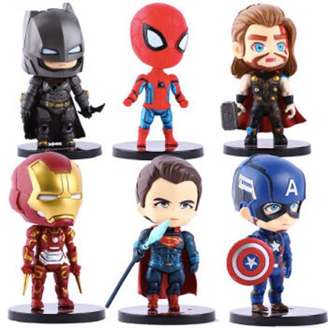 Nesloonp Avengers Figuren Set 6 Piezas Mini Juego de Figuras Avengers Cake Topper Mini Figures Figura de Decoración de Pastel de Cumpleaños de Avengers para Torta del Fiesta Suministros 