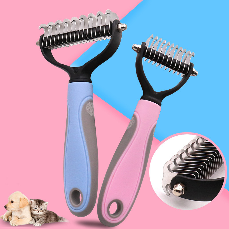 Pets Fur Knot Cutter Dog Grooming Shedding Tools Pet Cat dog Hair Removal Comb Brush Double sided Pet Products Suppliers