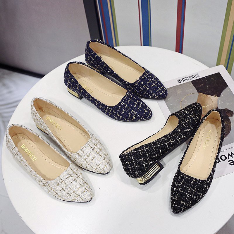 Cloth Flats Casual Shallow Mouth Pointed Women Shoes Plus Size: 35-42