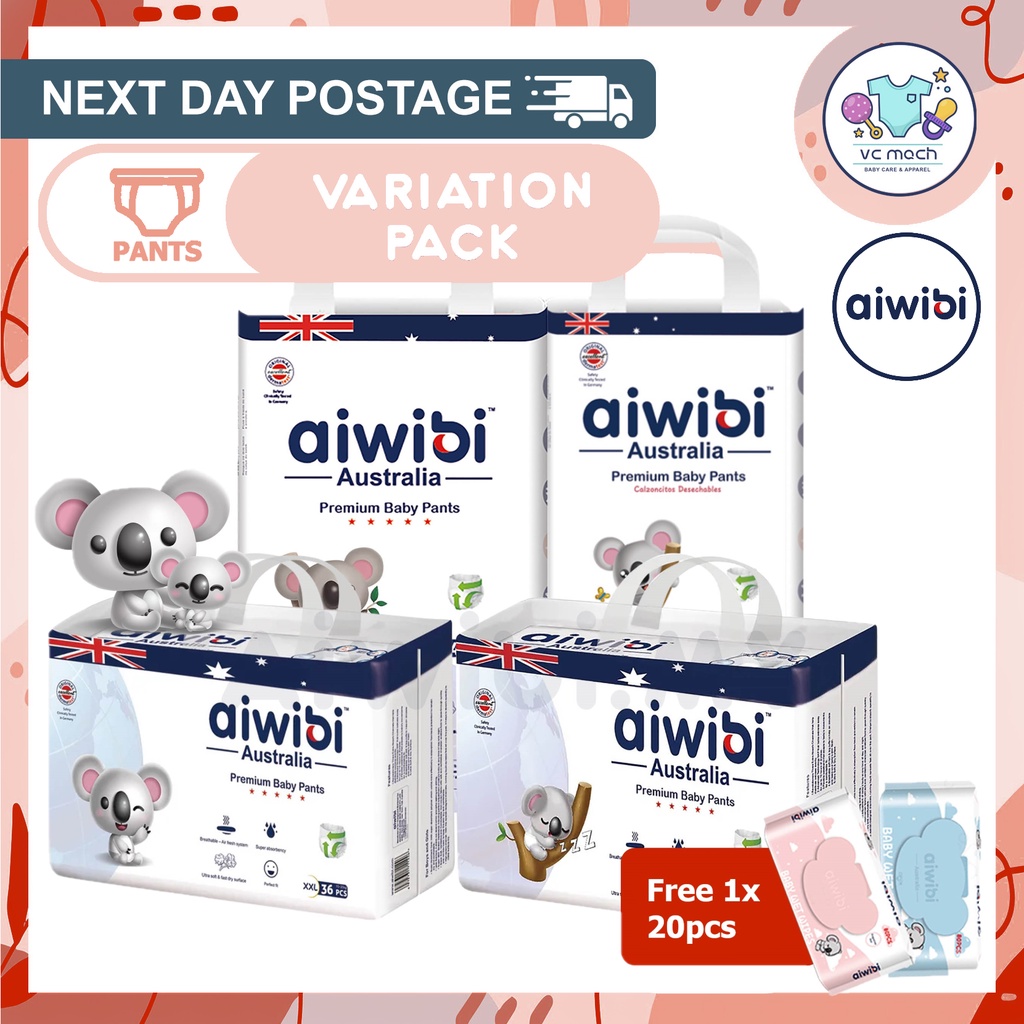 Aiwibi Premium Diapers - Pants Chlorine Free Large Pack M48/L44 /XL40 ...