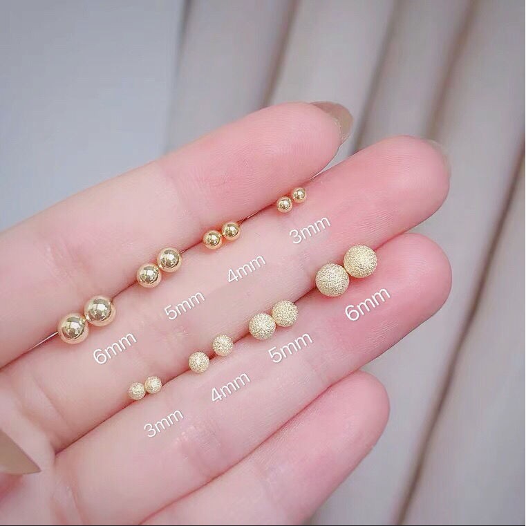 High Preservation Titanium Steel Small Gold Bean Gold Ball Earrings Basic Non Fading Hypoallergenic Small Beanie Earrin Shopee Malaysia