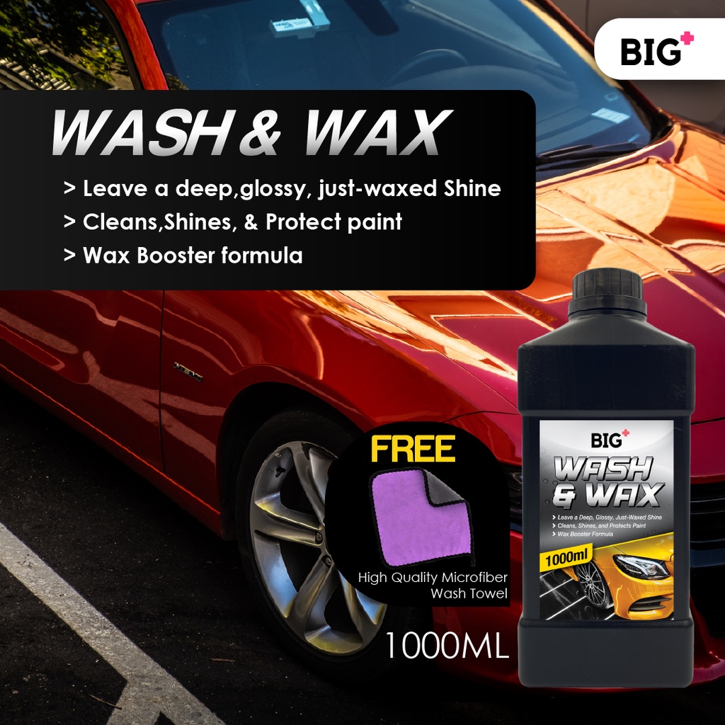 BIG+ Wash & Wax Car Shampoo 1000ml Premium Automotive Care Car Wash ...