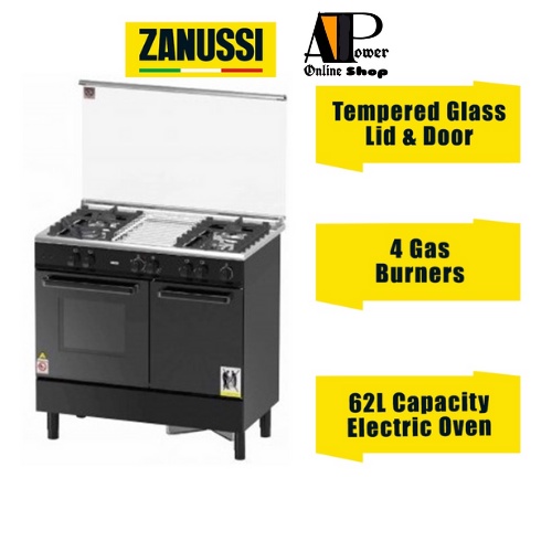 {Fast Delivery} Zanussi Freestanding Cooker ZCG-940K 4 Burner Oven Gas Black Clour