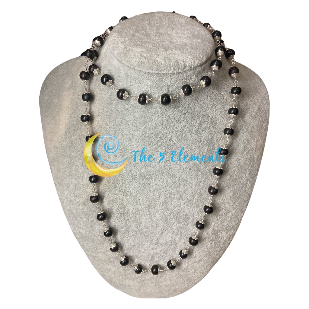 100% Natural 54 beads Karungali Kattai Maalai (Rosary) with Silver Cap ...