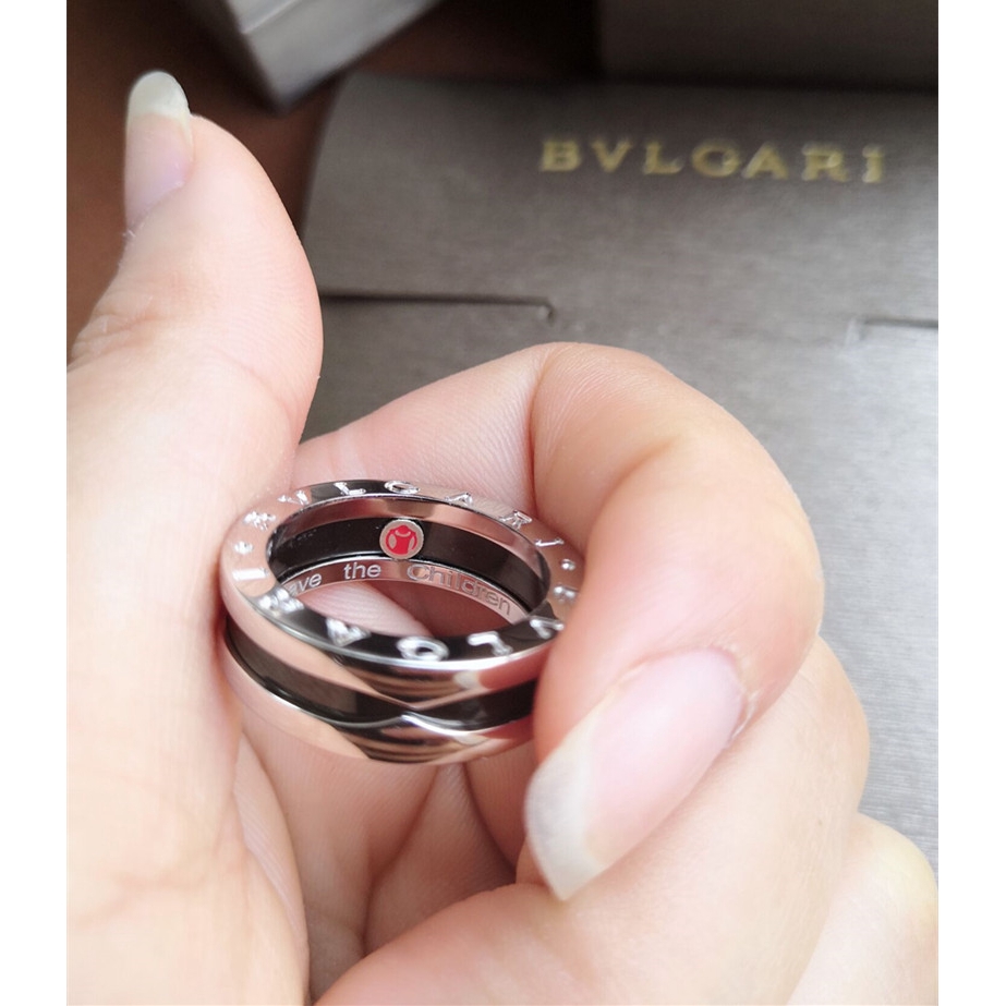 Bvlgari Bulgari Ring 925 Sterling Silver Black Ceramic Small Red Men And Women Couple Models Shopee Malaysia