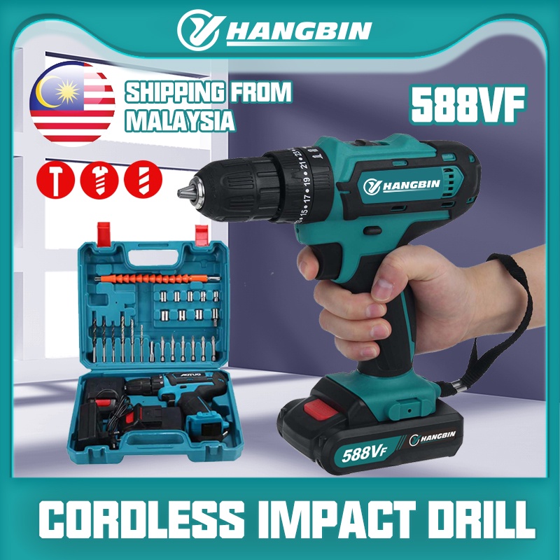 588VF impact drill Set 3 Mode Cordless Drill +2 Lithium battery