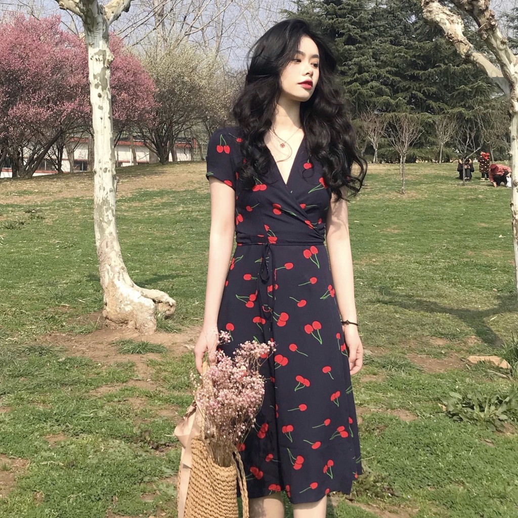 cherry midi dress